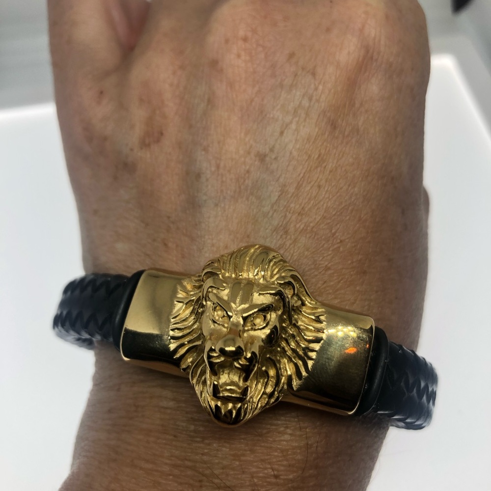Vintage style men’s Lion Leo bracelet stainless